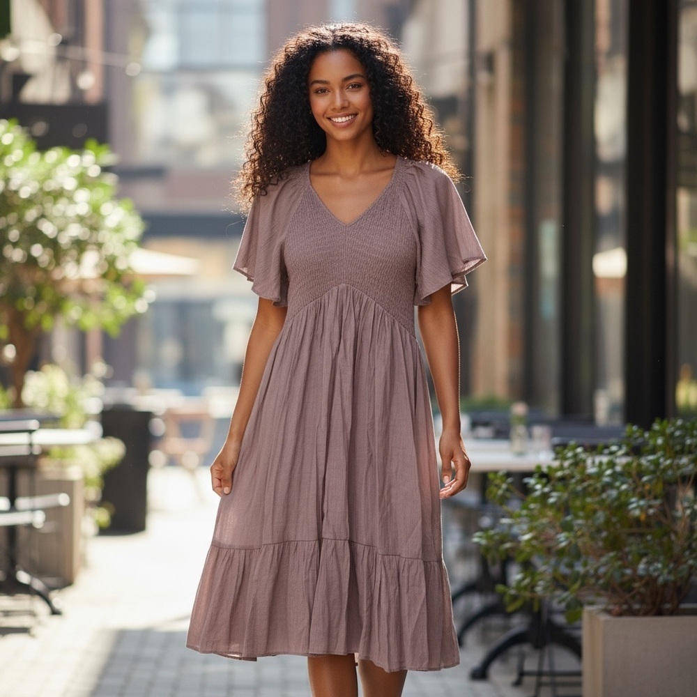 Chic Mauve Midi Dress. Size 2XL. - Picture 1 of 3